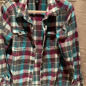 Plaid Long Sleeve Shirt - Multicolor